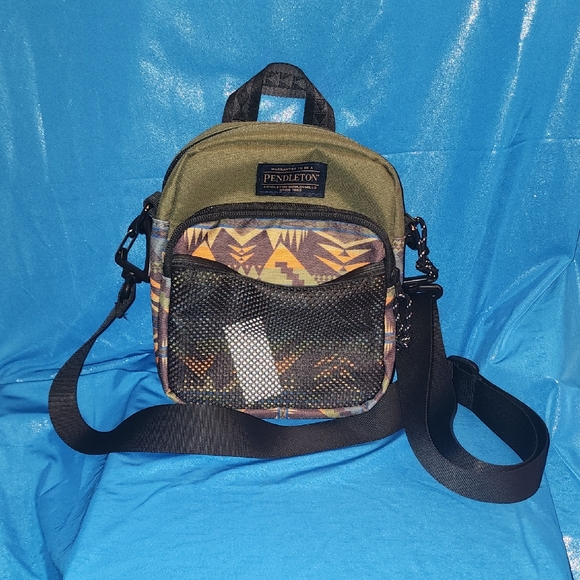 Pendleton Men's Geometric Messenger Bag - Olive and Black - Picture 1 of 4